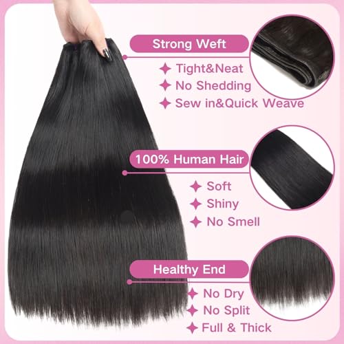 Beauty Queen Brazilian Human Hair Bundles Straight 18 18 18 Inch 16A Grade 100 Unprocessed Virgin Weave 3 Bundles Straight Thick Remy Hair Extensions for Women Natural Color - Image 3