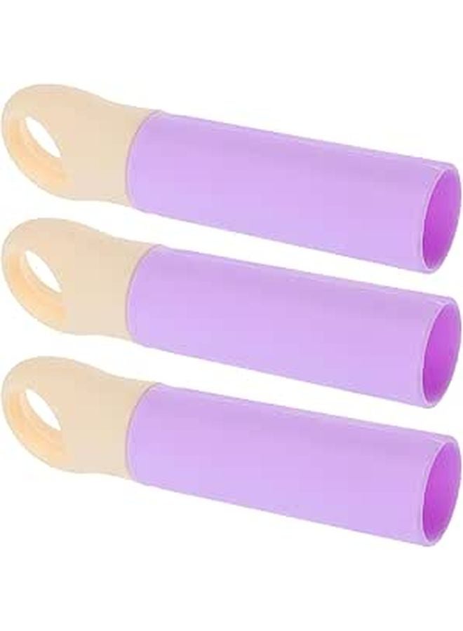 3pcs Light Purple 22mm Broom Mop Handle Replacement Caps Grips for Home Office Cleaning - Image 1