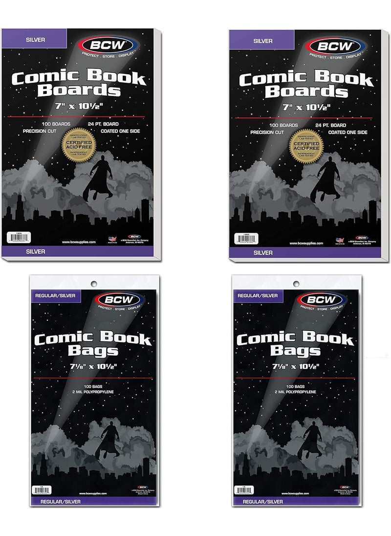 BCW BCW Silver Age Backing Boards  2 Pack 200 Total  Certified AcidFree 7x105 Inches  Protection for Silver and Bronze Age Comics  - Image 1