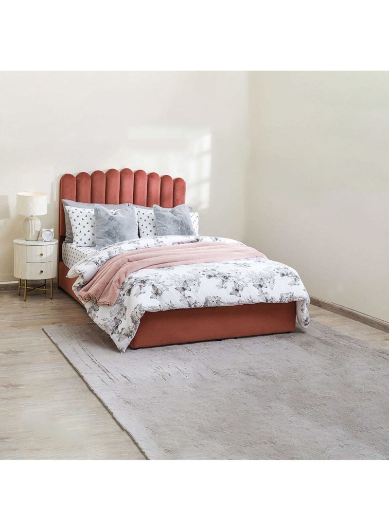 Karnak Almira Upholstered Velvet Bed Frame Bedroom Furniture Strong And Sturdy Modern Design Wooden Bed | Quiet & Comfortable Bed (EU - Double 140x200cm, Pink) - Image 1