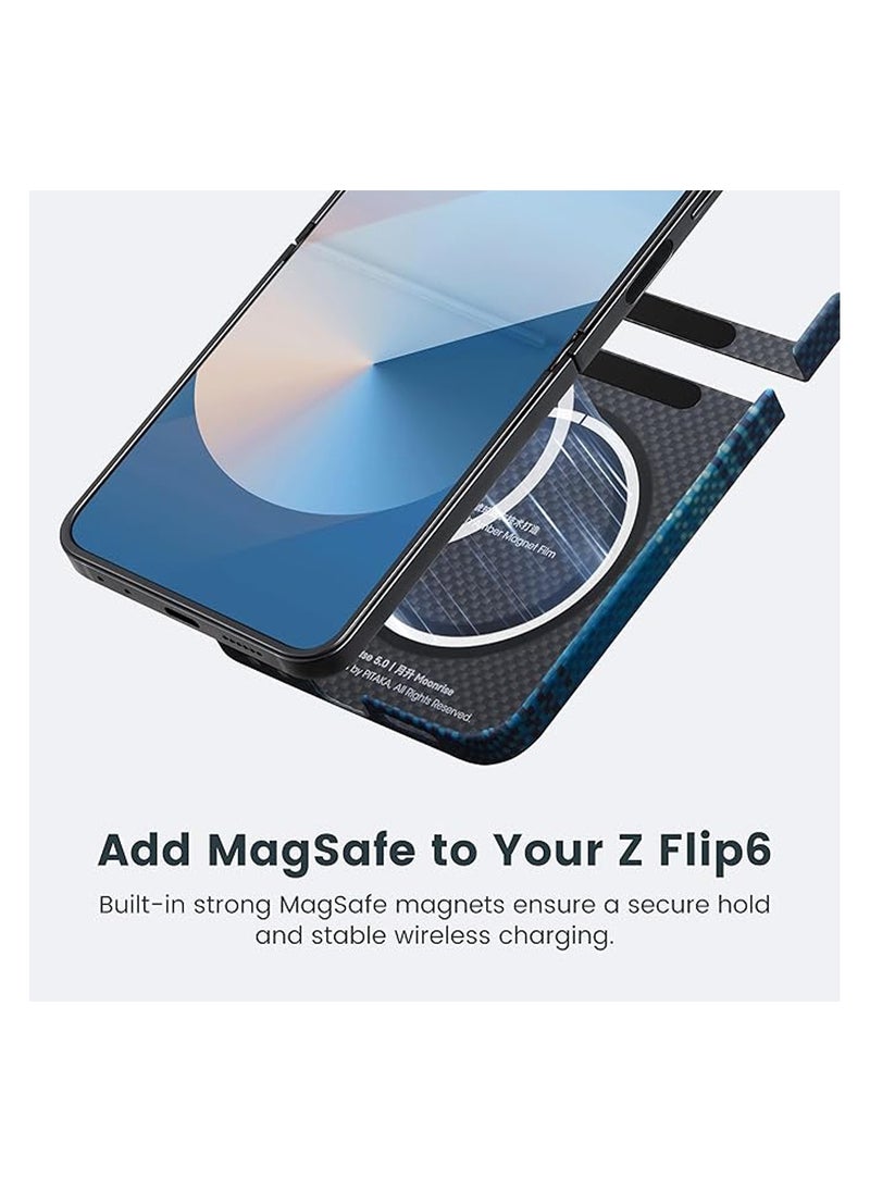 PITAKA - pitaka for Z Flip 6 Case, Slim & Light Magnetic Galaxy Z Flip 6 Case with a Case-Less Touch Feeling, 1500D Aramid Fiber Made [MagEZ Case 5 - Moonrise] - Image 1