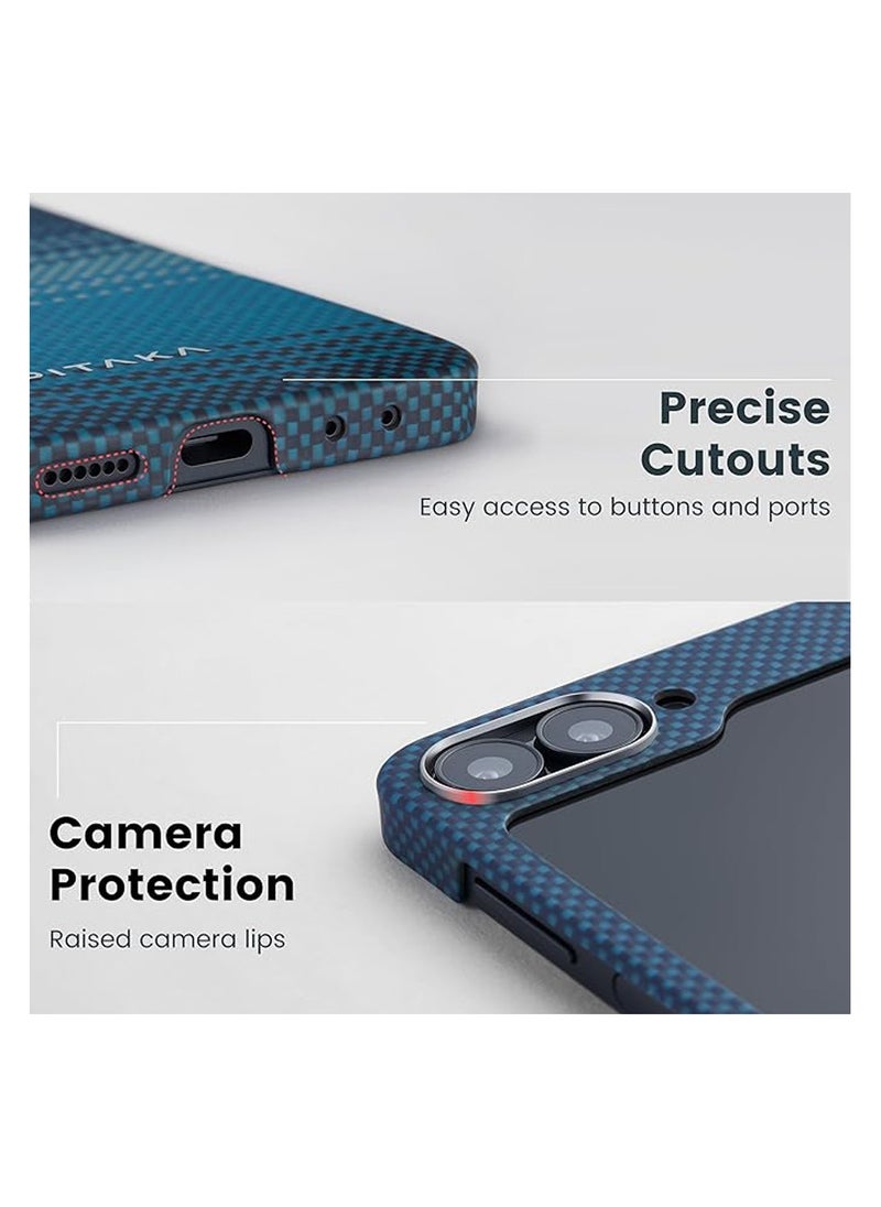 PITAKA - pitaka for Z Flip 6 Case, Slim & Light Magnetic Galaxy Z Flip 6 Case with a Case-Less Touch Feeling, 1500D Aramid Fiber Made [MagEZ Case 5 - Moonrise] - Image 1