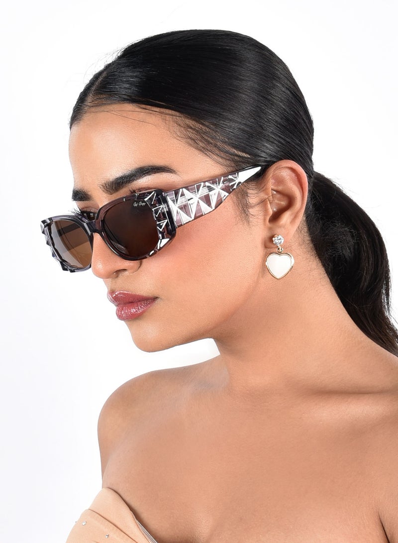 Woggles Red Pappy Aetheris Brown Rectangle Sunglasses|100% UV Protected| Men & Women - Image 3