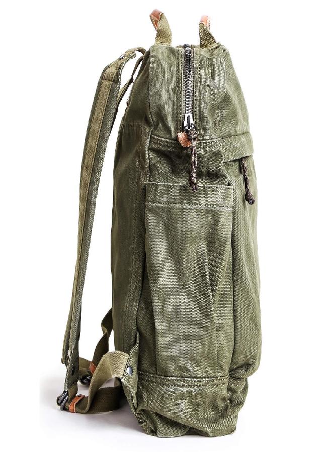 GOOTIUM Canvas Backpack for Women Vintage Style Zipper Bag Men's Casual Daypack Cloth Outdoor Travel Rucksack, Olive - Image 3