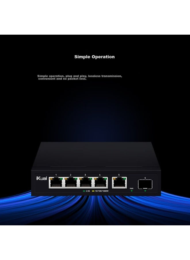 Ikuai 2.5g Switch With 5 Ports 2.5g Ethernet + 1 10g Sfp Optical Port, Network Splitter, Suitable For Optical Modem Nas, Supports Cat Rod, Plug And Play S3006mt - Image 3