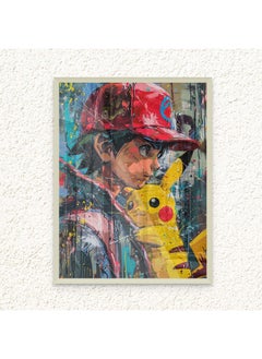 Art Decor Framed Fine Art of Pokémon Pikachu Wall Art Iconic Anime Character Artwork Portrait Print Wall Décor for Bedroom Boys' Room Girls' Room Living Room Gaming Room