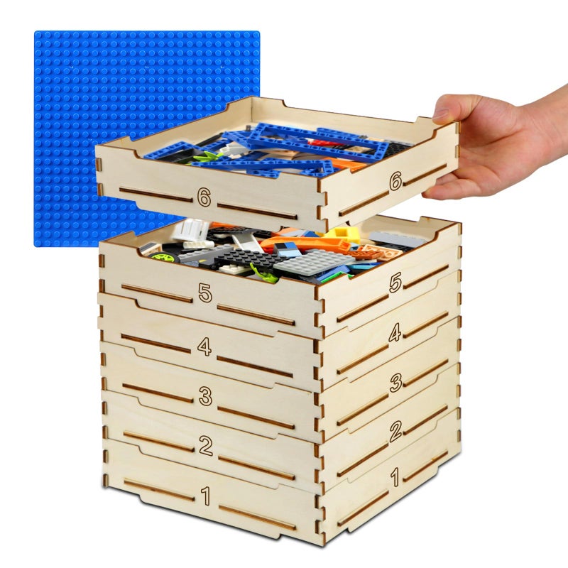 WSBXBB 6 Tray Sorter Sifter Box Used for Lego Storage Sorter Brick Box for Lego Blocks Gift for LegoLover Gift for Teens and Adults 5 Different Size Sorter Perfect for LegoBlocks - Image 3