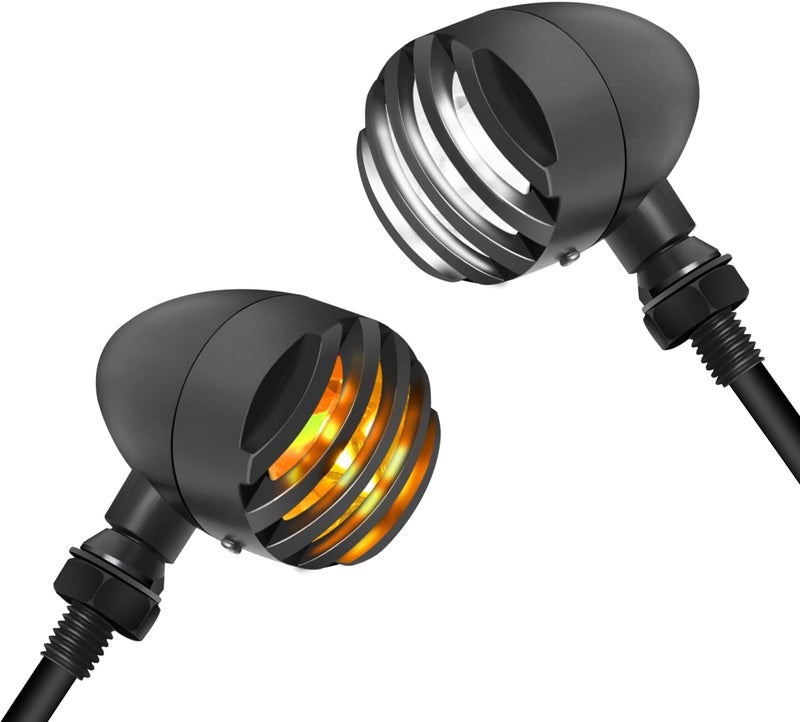 NTHREEAUTO LED Motorcycle Turn Signals Blinkers Smoked Front Running Light Universal Compatible with Harley Sportster Honda Shadow Suzuki Yamaha Kawasaki Vulcan Ninja Bobber 12V Motorbikes - Image 1