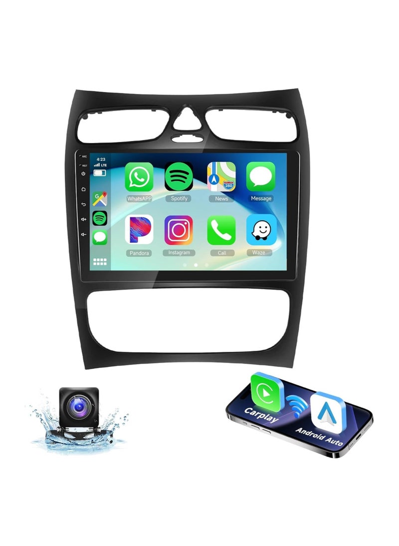 SHEZA STAR Android Car Stereo for Mercedes Benz C Class W203 C200 C320 C350 CLK W209 S203 A209 2002 2003 2004 2005 4GB RAM 64GB ROM 9 Inch Support Apple Carplay, M-Link WiFi BT, IPS Touch Screen with AHD Camera  - Image 1