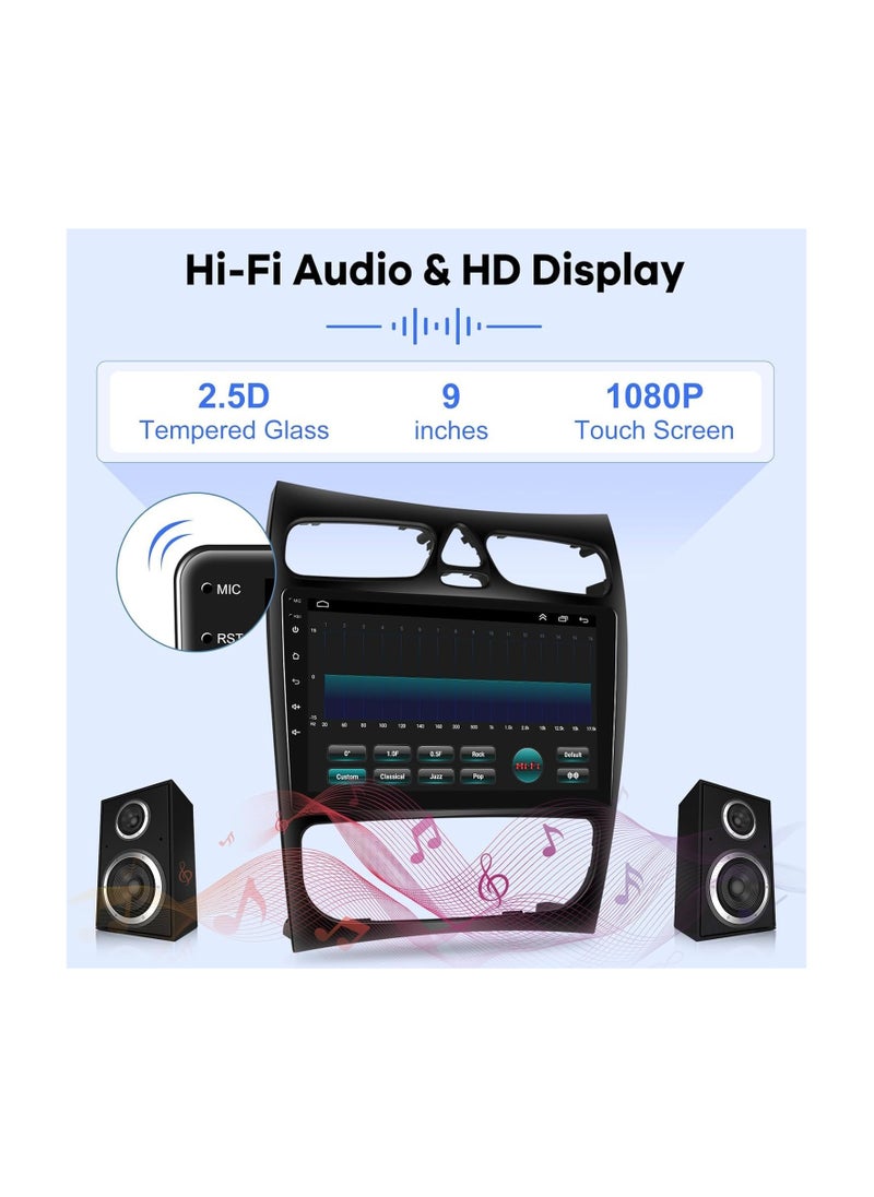 SHEZA STAR Android Car Stereo for Mercedes Benz C Class W203 C200 C320 C350 CLK W209 S203 A209 2002 2003 2004 2005 4GB RAM 64GB ROM 9 Inch Support Apple Carplay, M-Link WiFi BT, IPS Touch Screen with AHD Camera  - Image 5