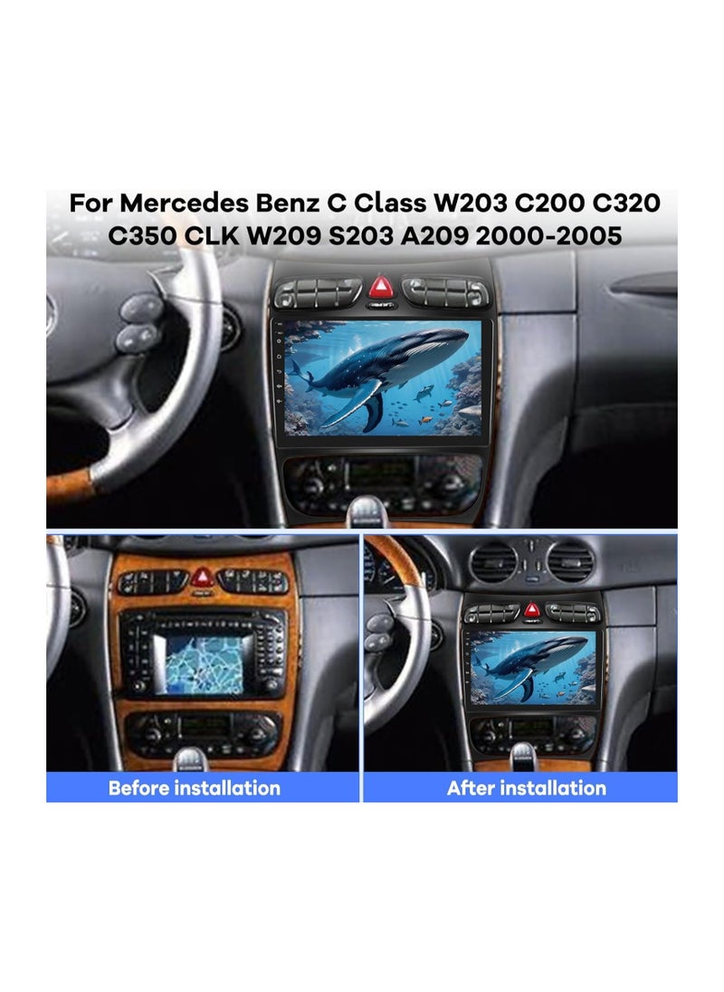 SHEZA STAR Android Car Stereo for Mercedes Benz C Class W203 C200 C320 C350 CLK W209 S203 A209 2002 2003 2004 2005 4GB RAM 64GB ROM 9 Inch Support Apple Carplay, M-Link WiFi BT, IPS Touch Screen with AHD Camera  - Image 4