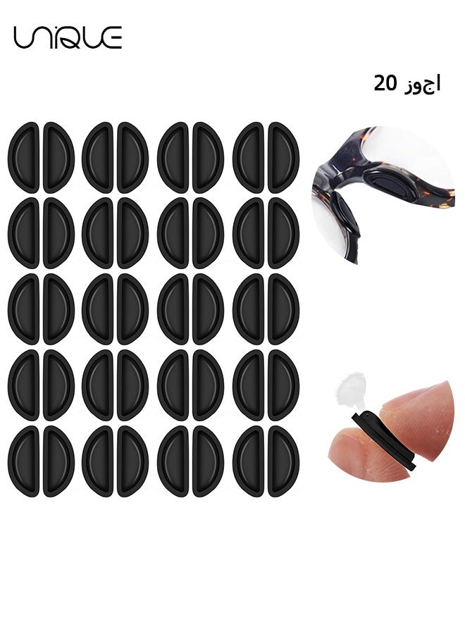 يونيك 20 زوجا من وسادات الأنف النظارات ، نظارات لاصقة سيليكون ناعمة ، وسادات أنف غرفة الهواء المضادة للانزلاق ، تصميم أكثر نعومة وراحة للإطارات البلاستيكية الكاملة ، النظارات ، النظارات الشمسية (أسود) - Image 1