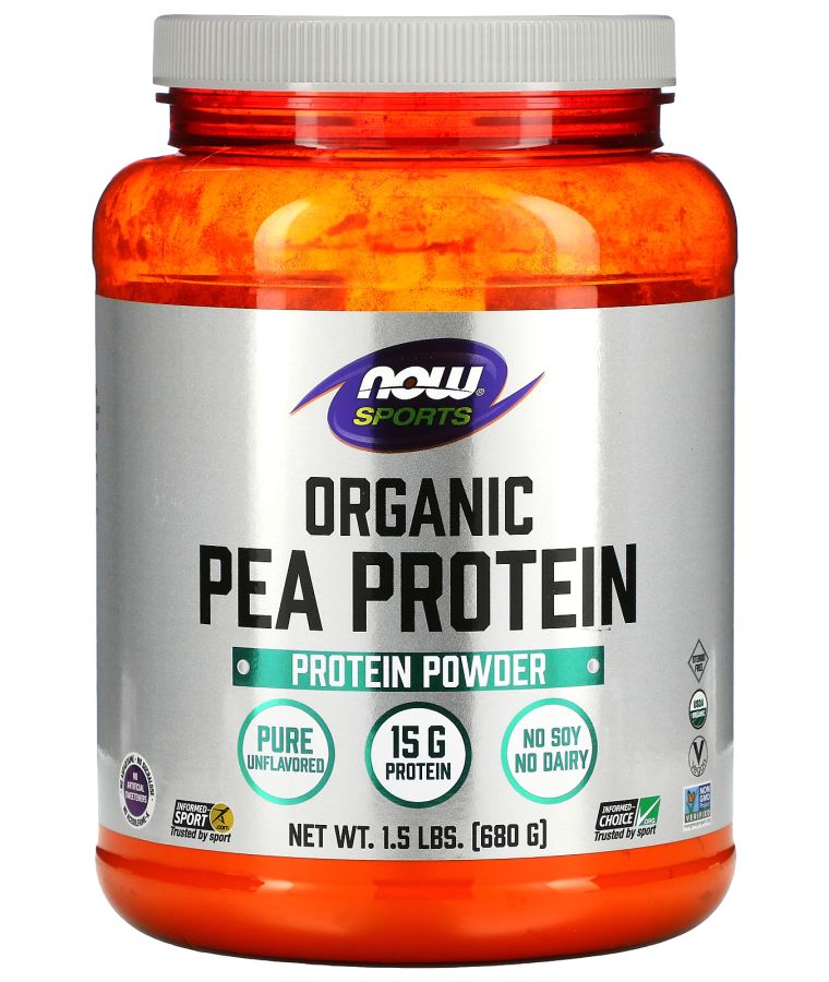 now Sports Organic Pea Protein Powder Pure Unflavored 1.5 lbs (680 g)
