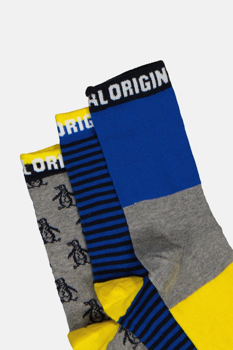Original Penguin جوارب كاحل للأولاد 3 أزواج مخططة، متعددة الألوان - Image 2