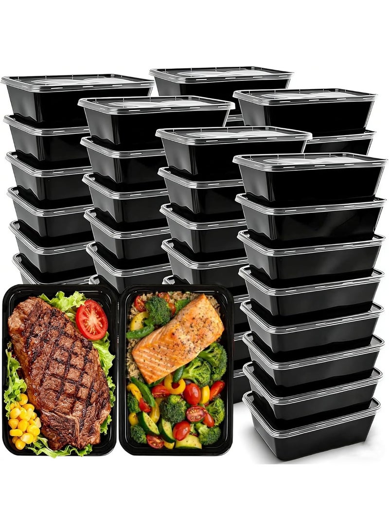Arabest 50-Pack Meal Prep Containers, 26 OZ Microwavable Reusable Food Containers with Lids for Food Prepping, Disposable Lunch Boxes, Plastic Food Boxes- Stackable, Freezer Dishwasher Healthy - Image 1