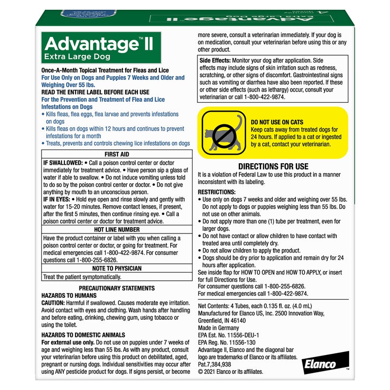 Advantage II XL Dog Vet-Recommended Flea Treatment & Prevention | Dogs Over 55 lbs. | 4-Month Supply - Image 2