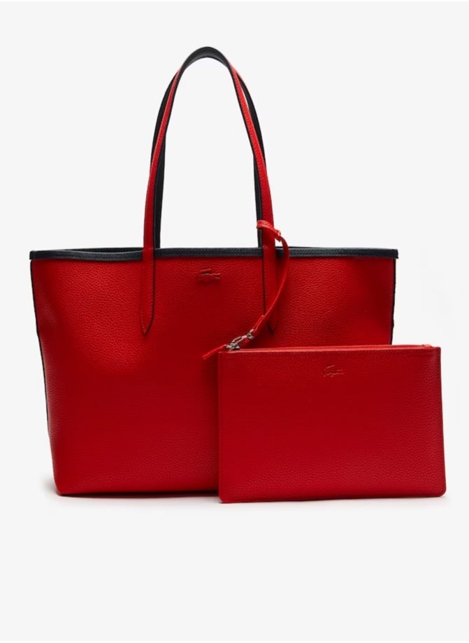 LACOSTE Women's Anna Double sided Two tone Large Capacity Handbag, Fashionable and Versatile, Black/Red  - Image 3