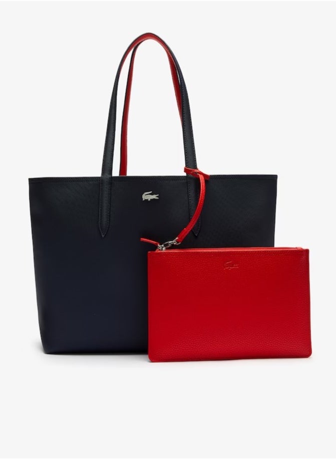 LACOSTE Women's Anna Double sided Two tone Large Capacity Handbag, Fashionable and Versatile, Black/Red  - Image 1