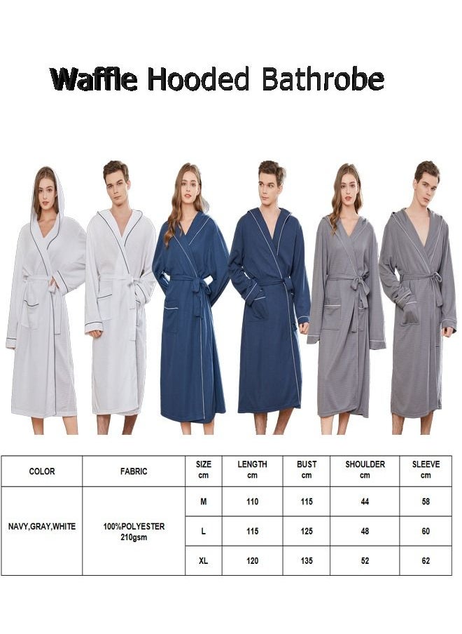 Arabest - Fashion Cotton Hooded Bathrobe, Hooded Bathrobe with Piping - Lightweight, Long, Super Soft Spa Pajama Robe, Luxurious Bathrobe Waffle Fabric for Bathroom, Bedroom, Indoor and Outdoor - Image 1