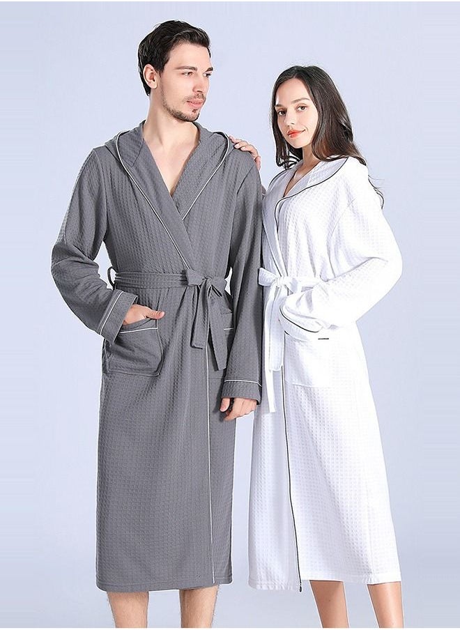 Arabest - Fashion Cotton Hooded Bathrobe, Hooded Bathrobe with Piping - Lightweight, Long, Super Soft Spa Pajama Robe, Luxurious Bathrobe Waffle Fabric for Bathroom, Bedroom, Indoor and Outdoor - Image 1