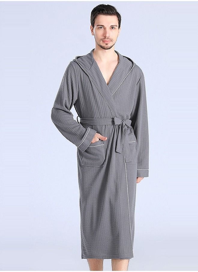Arabest - Fashion Cotton Hooded Bathrobe, Hooded Bathrobe with Piping - Lightweight, Long, Super Soft Spa Pajama Robe, Luxurious Bathrobe Waffle Fabric for Bathroom, Bedroom, Indoor and Outdoor - Image 1