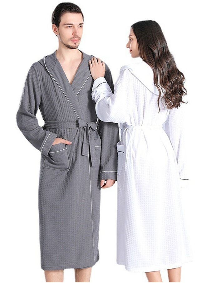 Arabest - Fashion Cotton Hooded Bathrobe, Hooded Bathrobe with Piping - Lightweight, Long, Super Soft Spa Pajama Robe, Luxurious Bathrobe Waffle Fabric for Bathroom, Bedroom, Indoor and Outdoor - Image 1