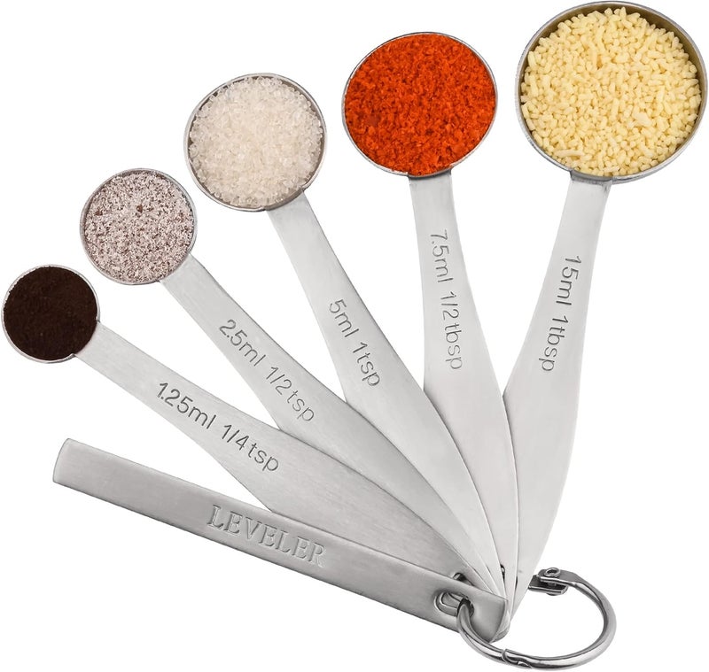 Smithcraft Measuring Cups and Spoons, 12 Piece Metric & US 18/8 Stainless Steel Measuring Cup and Spoon Set, Dry Metal Measuring Cups Spoons & Leveler & Measure Equivalents for Kitchen & Baking - Image 5
