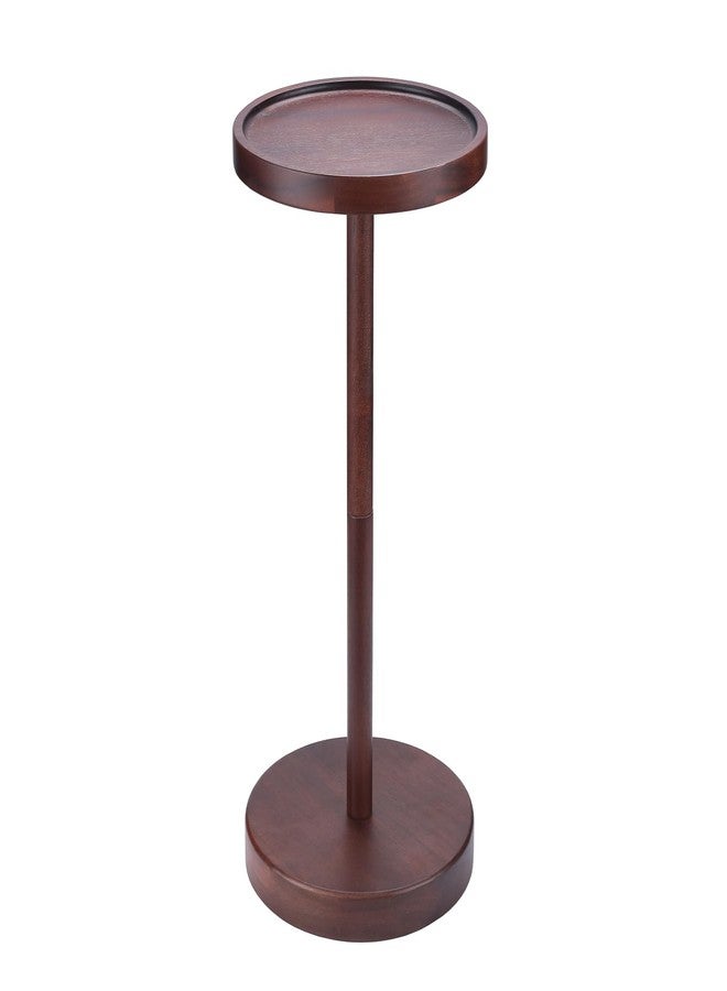 EVERBBKING Solid Acacia Wood Pedestal End Table - Small Round Martini Table - Image 1