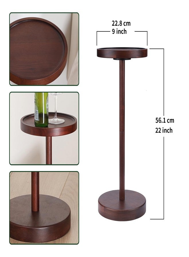 EVERBBKING Solid Acacia Wood Pedestal End Table - Small Round Martini Table - Image 2