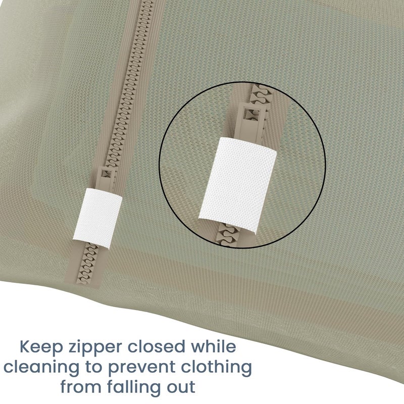 Kuber Industries Set of 18 Polyester Mesh Laundry Bag with Zip Reusable Washing Bags for Washing Machine Ideal for Delicate Fabrics Lingerie Shoes Protection YZ2BG Plain Beige - Image 2