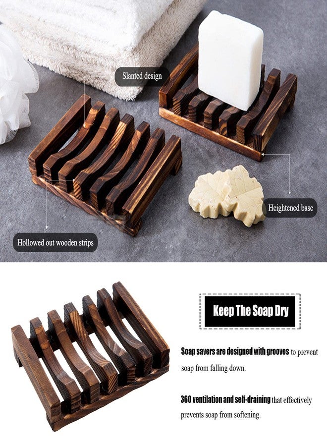 MODENGKONGJIAN 3 Pcs Natural Wooden Soap Dish Holder for Shower, Self Draining Soap Tray for Bathroom, Extend Soaps Life and Keep Dry - Image 3
