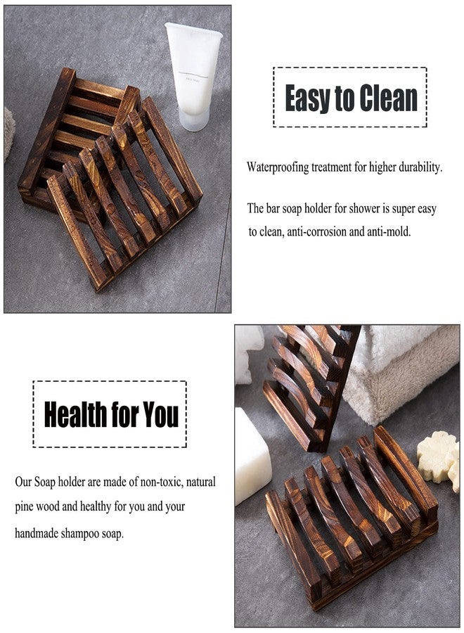 MODENGKONGJIAN 3 Pcs Natural Wooden Soap Dish Holder for Shower, Self Draining Soap Tray for Bathroom, Extend Soaps Life and Keep Dry - Image 4