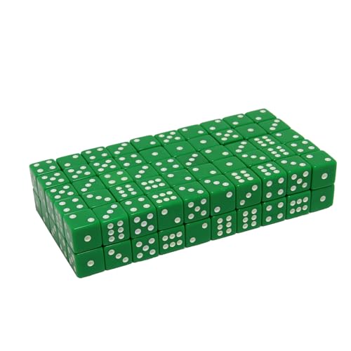 WE Games 100 Pieces Bulk Dice Set Green Opaque with Square Corners 6 Sided Dice 16mm Casino Dice Colored Dice for Board Games Dice Games Farkle Liars More - Image 5