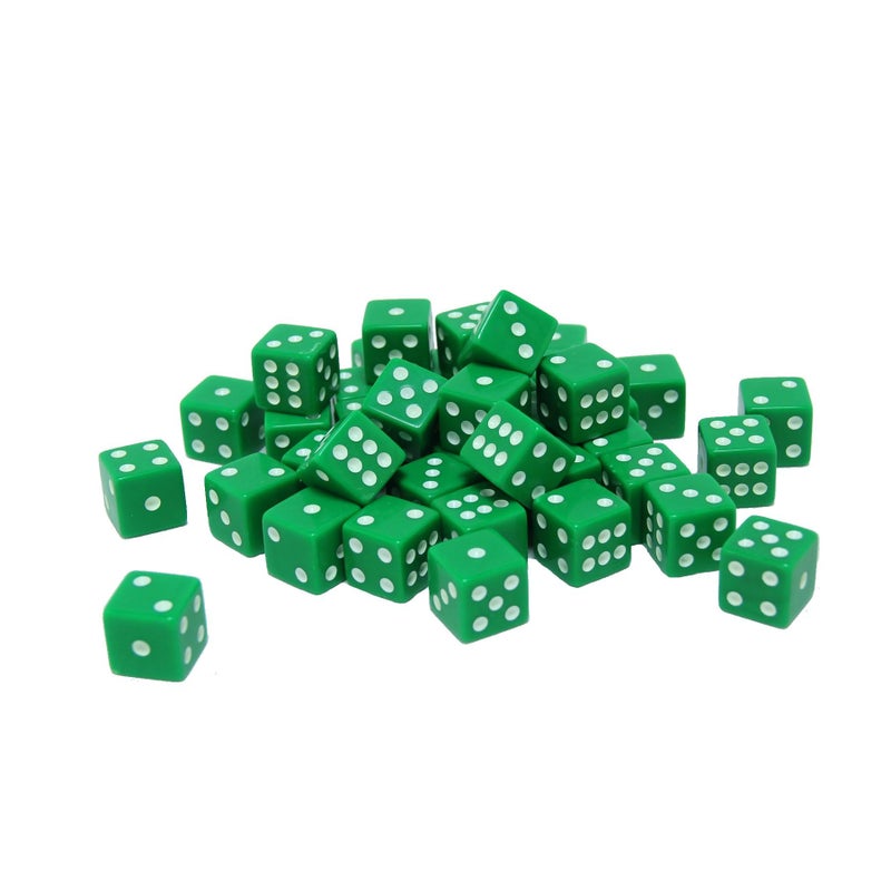 WE Games 100 Pieces Bulk Dice Set Green Opaque with Square Corners 6 Sided Dice 16mm Casino Dice Colored Dice for Board Games Dice Games Farkle Liars More - Image 3