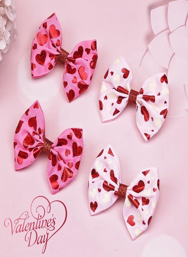 winthrop 4 Pcs Valentine's Day Hair Clips Bow Hair Accessories Cute Love Heart Pattern Glitter Laser Hair Barrettes Holiday Headdress Hairpin for Girls Women Kids Party Cosplay Prezzie - Image 2
