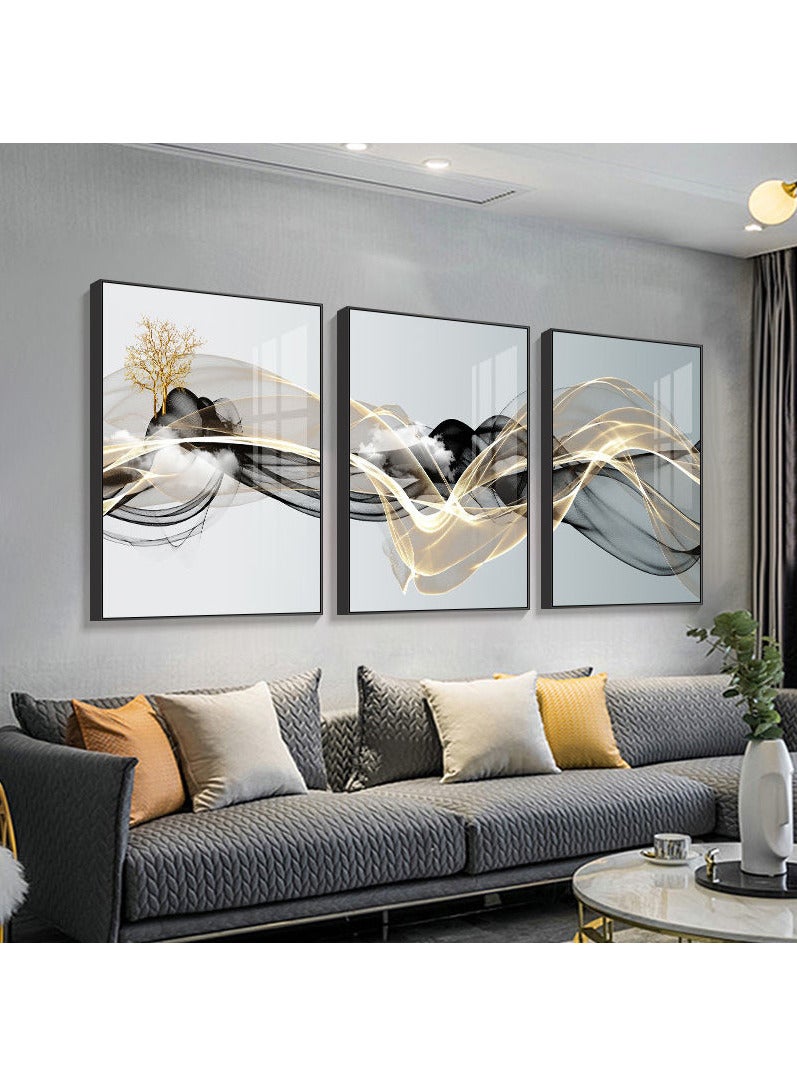 FASHION HOME 3PCS Wall Art Bright Style Minimalist Decor Modern Abstract Canvas Prints Poster Picture Framed Paintings Decorations  - Image 3