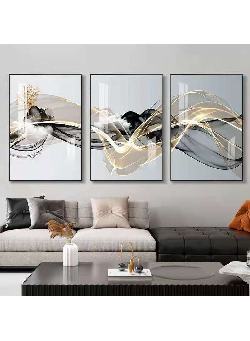 FASHION HOME 3PCS Wall Art Bright Style Minimalist Decor Modern Abstract Canvas Prints Poster Picture Framed Paintings Decorations  - Image 2