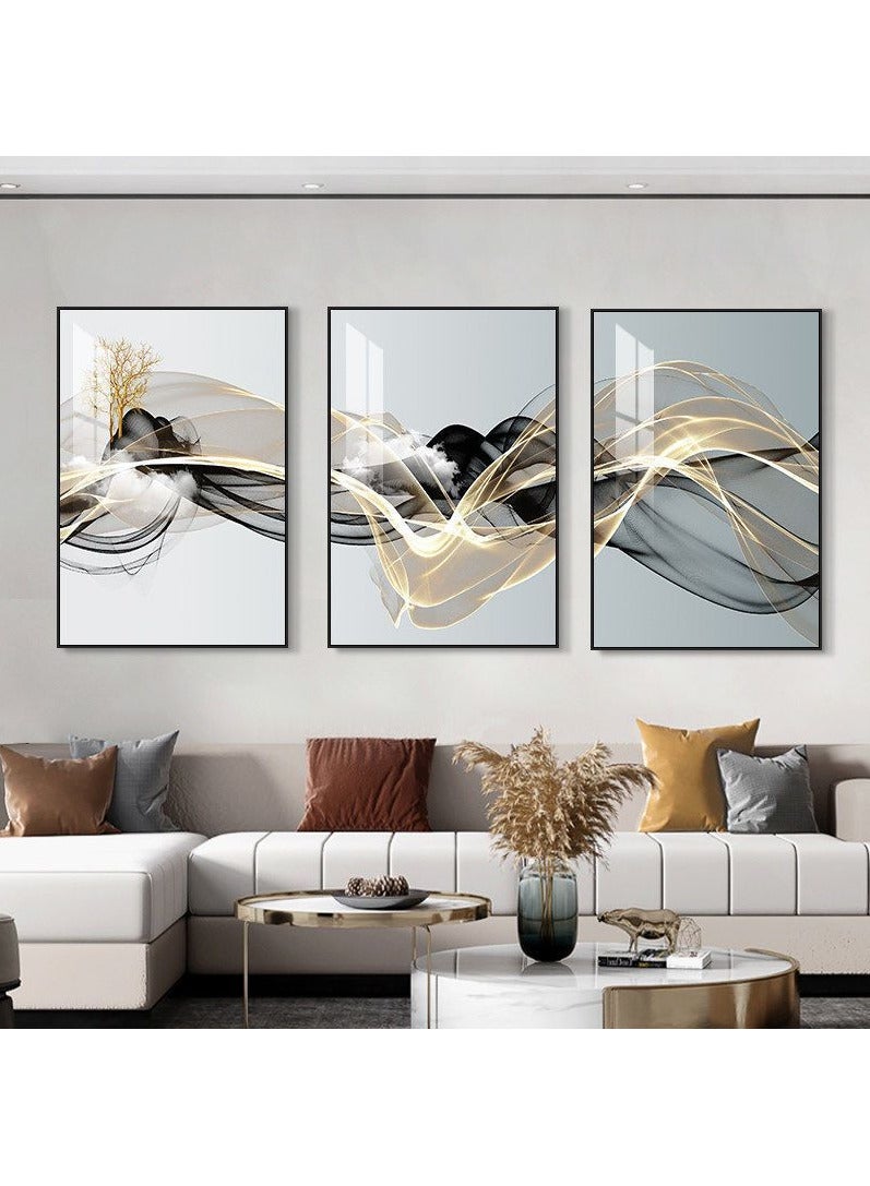FASHION HOME 3PCS Wall Art Bright Style Minimalist Decor Modern Abstract Canvas Prints Poster Picture Framed Paintings Decorations  - Image 1