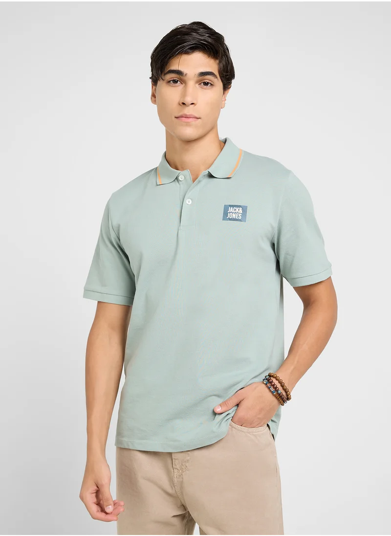JACK & JONES Jjhudson Chest Print Polo