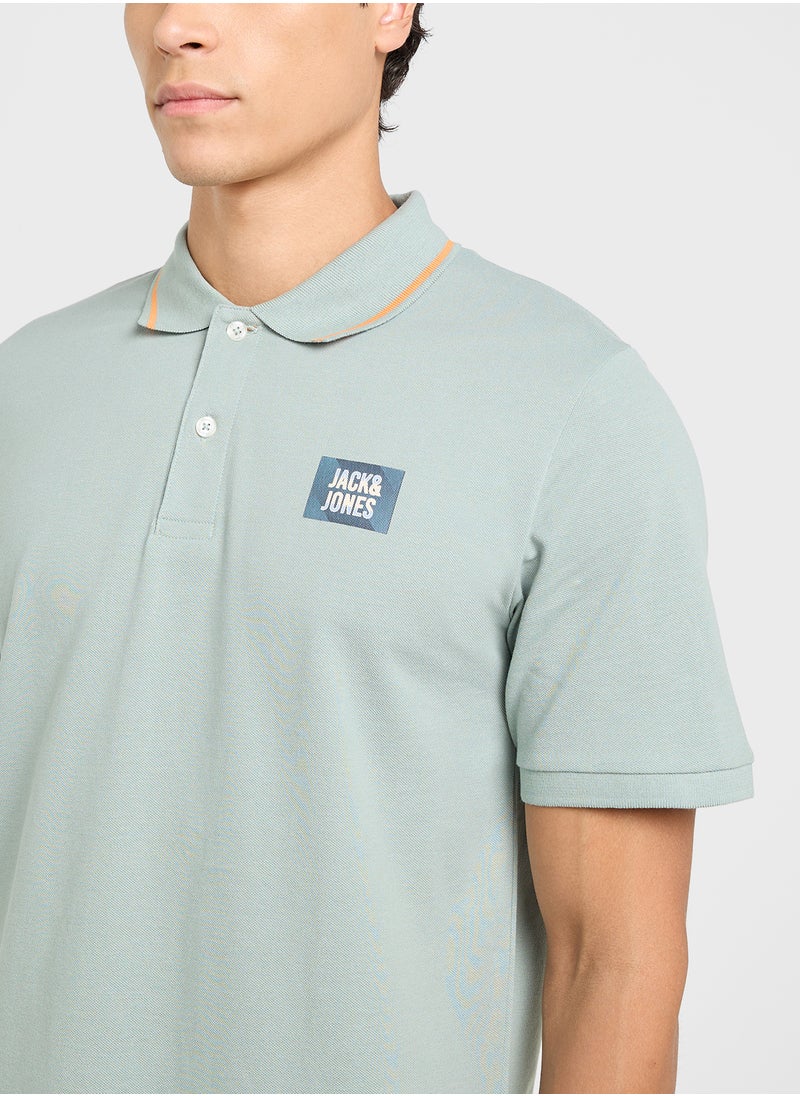 JACK & JONES - Jjhudson Chest Print Polo - Image 1