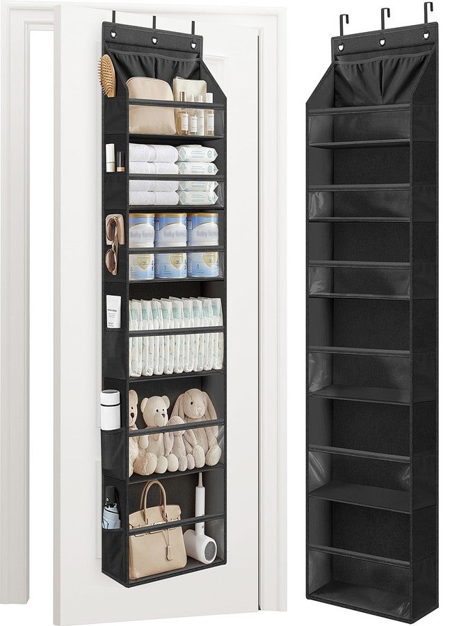 STORAGE MANIAC Over The Door Organizer Large Capacity Hanging Organizer, Clear Deep Pockets Behind Door Closet Organizer and Storage for Nursery, Bathroom, Bedroom, Pantry, 1 Pack Black - Image 1