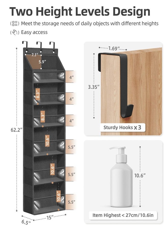 STORAGE MANIAC Over The Door Organizer Large Capacity Hanging Organizer, Clear Deep Pockets Behind Door Closet Organizer and Storage for Nursery, Bathroom, Bedroom, Pantry, 1 Pack Black - Image 2