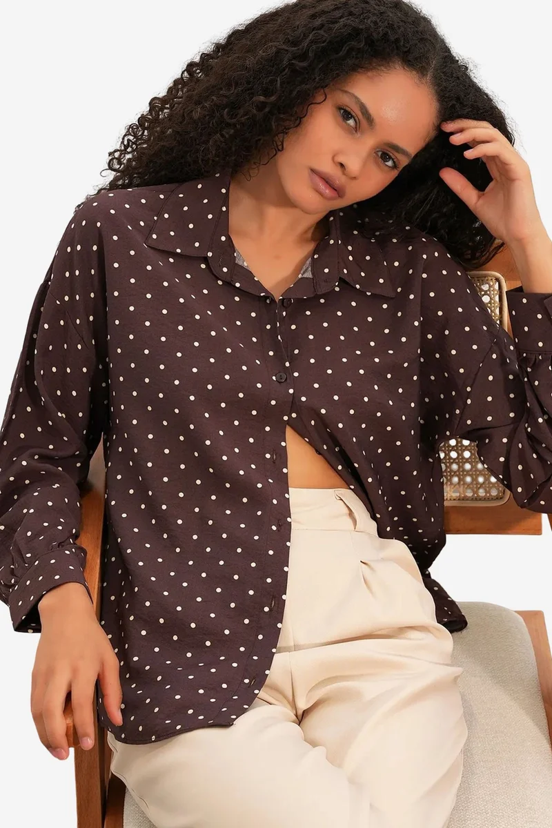بيغ دارت BDART Oversized Polka Dot Crepe Shirt