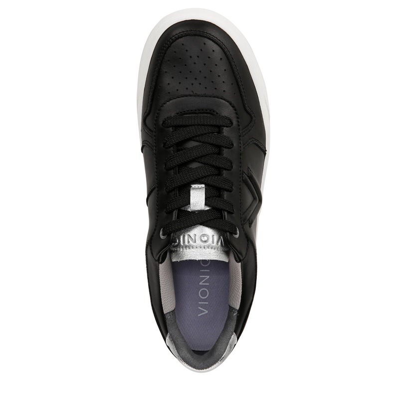 Vionic Kimmie Court Court Inspired Shoes Black & Silver Leather 7.5 M - Image 4