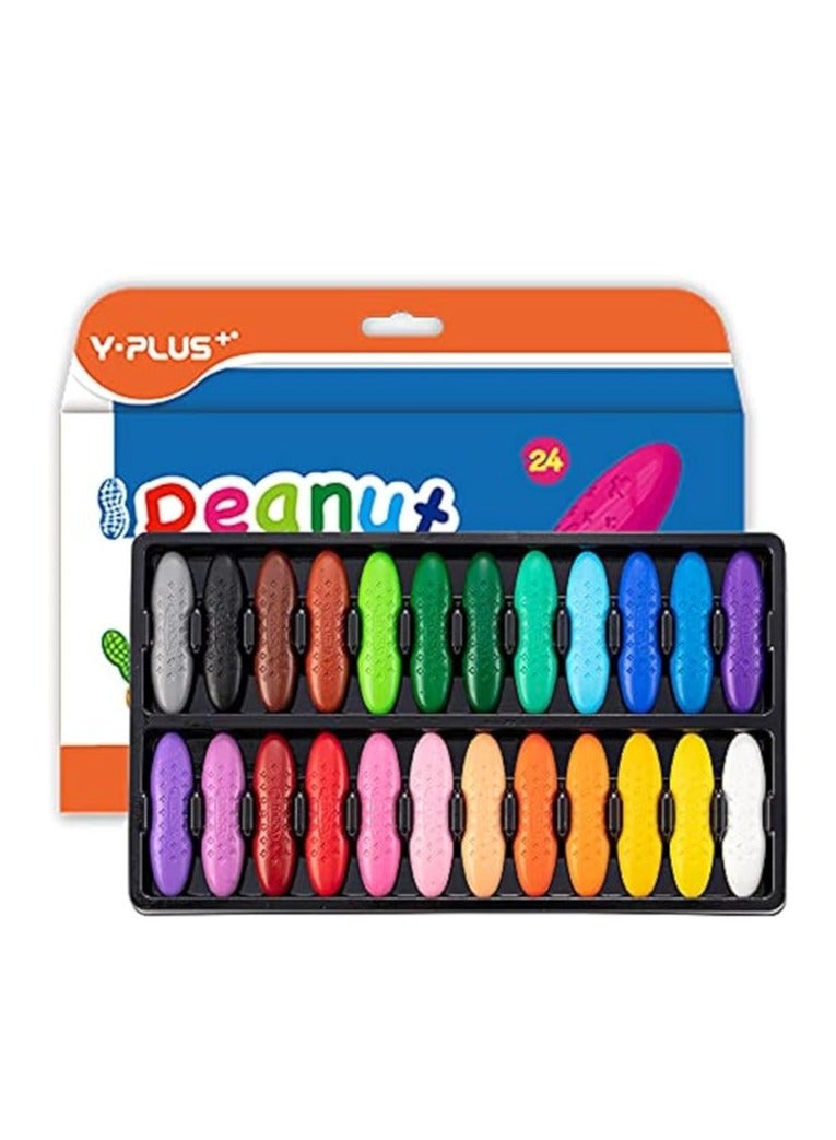 YPlus Peanut Crayons for Kids, 24 Colors Washable Toddler Crayons, Non-Toxic Baby Crayons for ages 2-4, 1-3, 4-8, Coloring Art Supplies… - Image 1