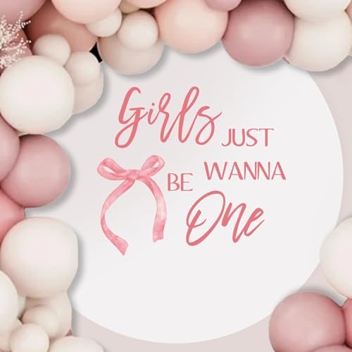 Ramciyo Girls Just Wanna Be One Decal - Pink Bow 1st Birthday Backdrop Sign, Girls 1st Birthday Party Decor, Sweet One Birthday Party Decorations - Image 5