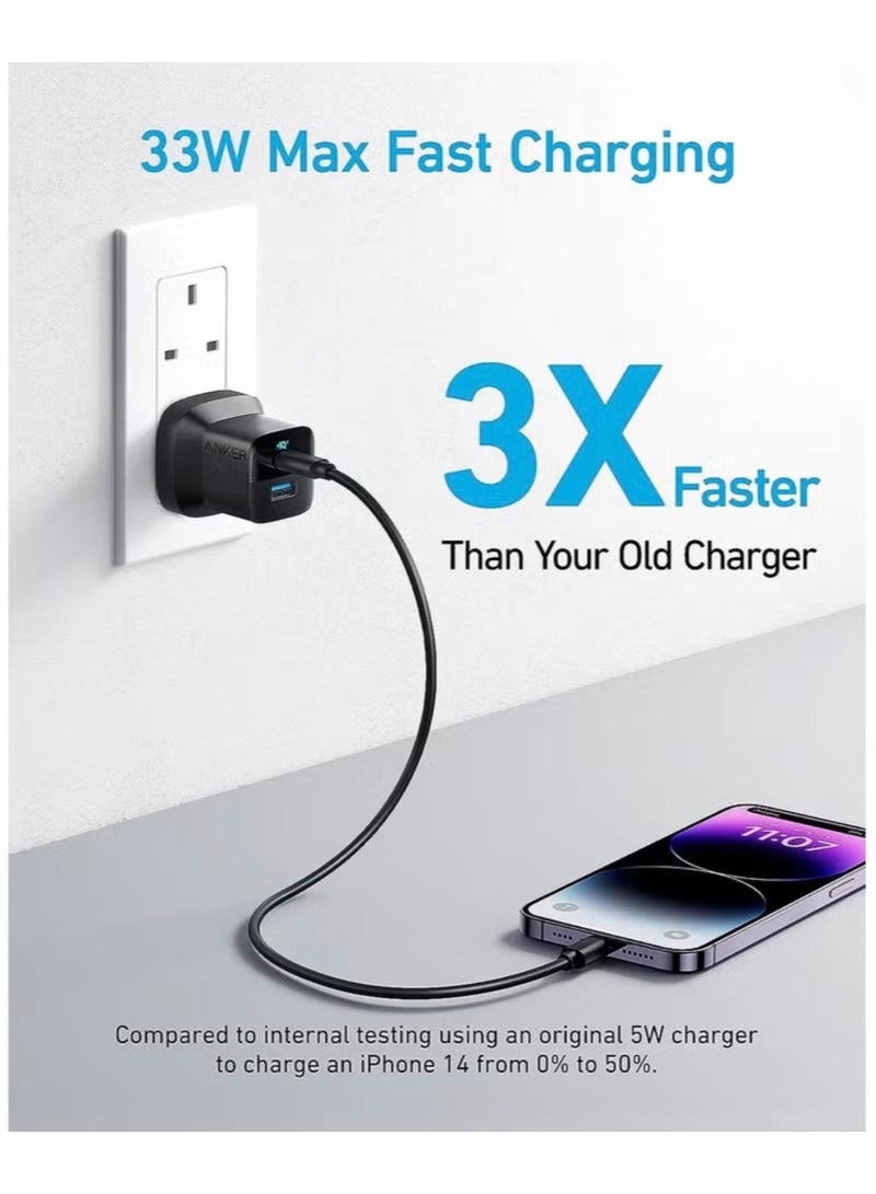 AnkerMake Anker 323 Charger with Anker 322 USB-C to USB-C Cable | 33W Fast Charging | Power Delivery | Dual Port USB-C & USB-A | Foldable Plug - Image 5