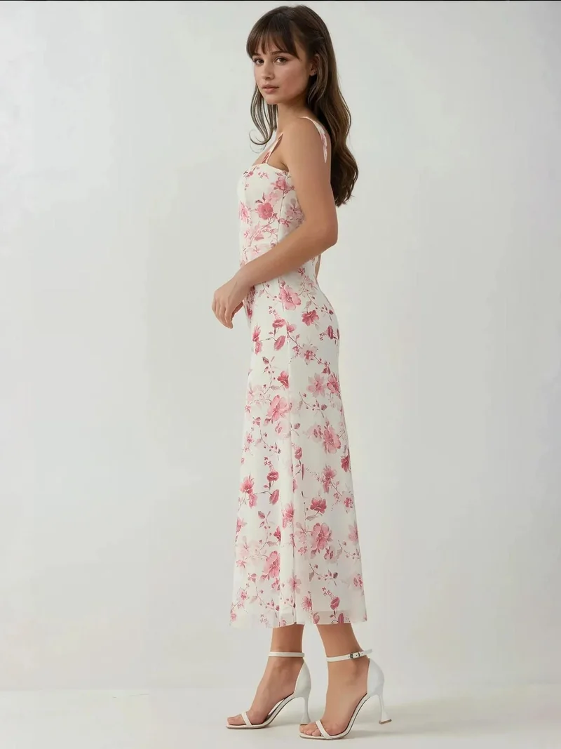 HICCUP Patterned Maxi Dress with Heart Collar