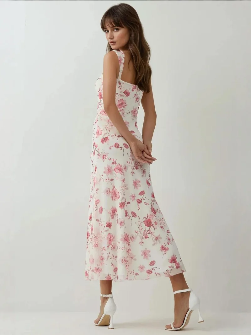 HICCUP Multicolor Patterned Maxi Dress with Heart Collar for Women | Best Price UAE
