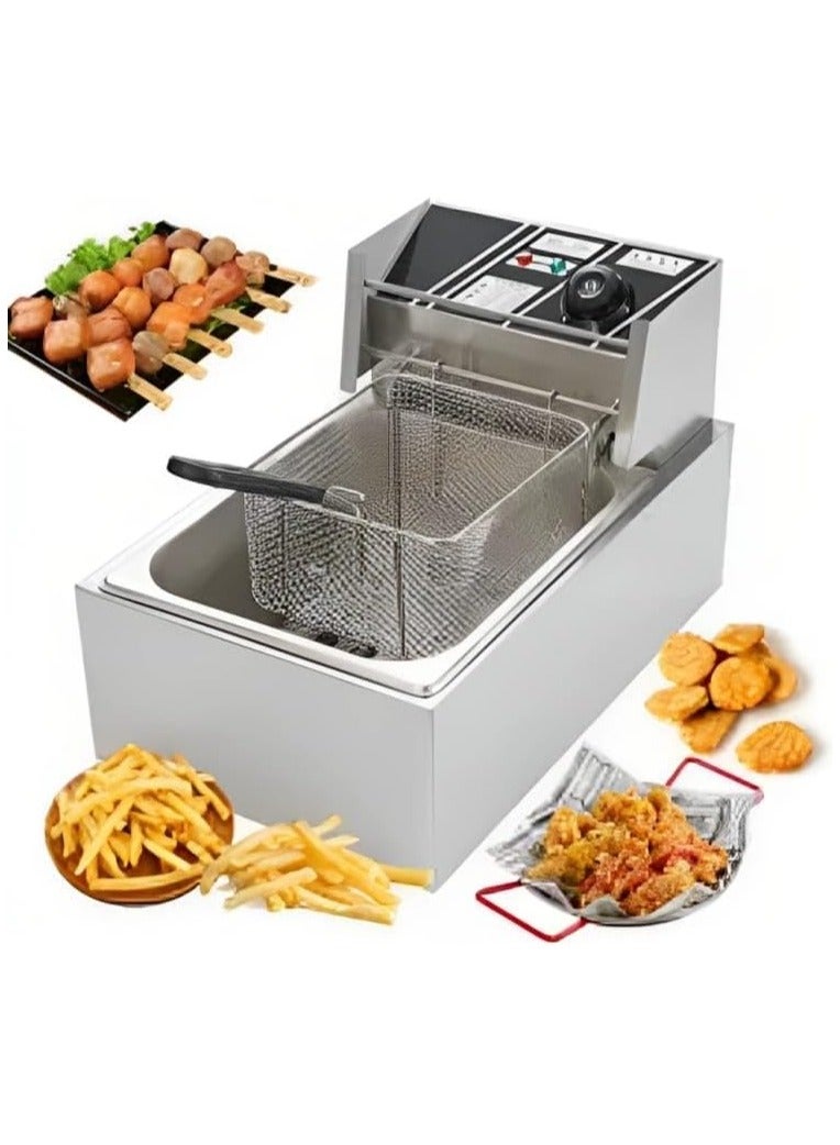 YelaJoy قلاية عميقة 6 لتر 2500 واط قلاية زيت كهربائية مع تحكم في درجة الحرارة من الفولاذ المقاوم للصدأ للاستخدام المنزلي والمطاعم - Image 1